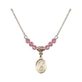 thumbnail image 1 of 18-Inch Hamilton Gold Plated Necklace with 4mm Rose Pink October Birth Month Stone Beads and Saint Sarah Charm, 1 of 1