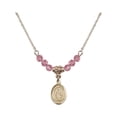 thumbnail image 1 of 18-Inch Hamilton Gold Plated Necklace with 4mm Rose Pink October Birth Month Stone Beads and Saint Sophia Charm, 1 of 1