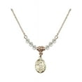 thumbnail image 1 of 18-Inch Hamilton Gold Plated Necklace with 4mm White April Birth Month Stone Beads and Guardian Angel Charm, 1 of 1