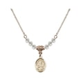 thumbnail image 1 of 18-Inch Hamilton Gold Plated Necklace with 4mm White April Birth Month Stone Beads and Our Lady of Lourdes Charm, 1 of 1