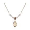 thumbnail image 1 of 18-Inch Hamilton Gold Plated Necklace with 4mm White April Birth Month Stone Beads and Saint Alphonsus Charm, 1 of 1