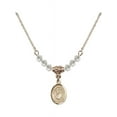 thumbnail image 1 of 18-Inch Hamilton Gold Plated Necklace with 4mm White April Birth Month Stone Beads and Saint Christopher Charm, 1 of 1