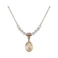 thumbnail image 1 of 18-Inch Hamilton Gold Plated Necklace with 4mm White April Birth Month Stone Beads and Saint Germaine Cousin Charm, 1 of 1