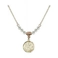 thumbnail image 1 of 18-Inch Hamilton Gold Plated Necklace with 4mm White April Birth Month Stone Beads and Saint Joseph Charm, 1 of 1