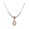 thumbnail image 1 of 18-Inch Hamilton Gold Plated Necklace with 4mm White April Birth Month Stone Beads and Saint Mary Magdalene of Canossa Charm, 1 of 1