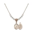 thumbnail image 1 of 18-Inch Hamilton Gold Plated Necklace with 4mm White April Birth Month Stone Beads and Saint Sebastian / Rodeo Charm, 1 of 1