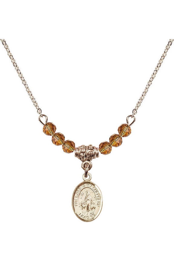 18-Inch Hamilton Gold Plated Necklace with 4mm Yellow November Birth Month Stone Beads and Lord Is My Shepherd Charm