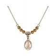 thumbnail image 1 of 18-Inch Hamilton Gold Plated Necklace with 4mm Yellow November Birth Month Stone Beads and Saint Nathanael Charm, 1 of 1