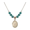 thumbnail image 1 of 18-Inch Hamilton Gold Plated Necklace with 6mm Blue December Birth Month Stone Beads and Blessed Trinity Charm, 1 of 1