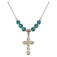 thumbnail image 1 of 18-Inch Hamilton Gold Plated Necklace with 6mm Blue December Birth Month Stone Beads and Cross Charm, 1 of 1