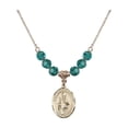 thumbnail image 1 of 18-Inch Hamilton Gold Plated Necklace with 6mm Blue December Birth Month Stone Beads and Saint Augustine of Hippo Charm, 1 of 1