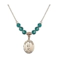 thumbnail image 1 of 18-Inch Hamilton Gold Plated Necklace with 6mm Blue December Birth Month Stone Beads and Saint Christopher/Lacrosse Charm, 1 of 1