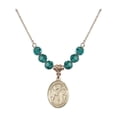 thumbnail image 1 of 18-Inch Hamilton Gold Plated Necklace with 6mm Blue December Birth Month Stone Beads and Saint Columbanus Charm, 1 of 1