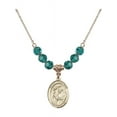 thumbnail image 1 of 18-Inch Hamilton Gold Plated Necklace with 6mm Blue December Birth Month Stone Beads and Saint Dunstan Charm, 1 of 1