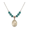 thumbnail image 1 of 18-Inch Hamilton Gold Plated Necklace with 6mm Blue December Birth Month Stone Beads and Saint Hannibal Charm, 1 of 1