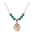 thumbnail image 1 of 18-Inch Hamilton Gold Plated Necklace with 6mm Blue December Birth Month Stone Beads and Saint Maron Charm, 1 of 1