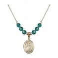 thumbnail image 1 of 18-Inch Hamilton Gold Plated Necklace with 6mm Blue December Birth Month Stone Beads and Saint Thomas the Apostle Charm, 1 of 1