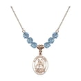 thumbnail image 1 of 18-Inch Hamilton Gold Plated Necklace with 6mm Blue March Birth Month Stone Beads and Guardian Angel Protector Charm, 1 of 1