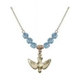 thumbnail image 1 of 18-Inch Hamilton Gold Plated Necklace with 6mm Blue March Birth Month Stone Beads and Holy Spirit Charm, 1 of 1