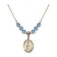 thumbnail image 1 of 18-Inch Hamilton Gold Plated Necklace with 6mm Blue March Birth Month Stone Beads and Our Lady of Fatima Charm, 1 of 1