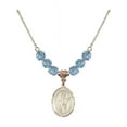 thumbnail image 1 of 18-Inch Hamilton Gold Plated Necklace with 6mm Blue March Birth Month Stone Beads and Saint Christopher / Rodeo Charm, 1 of 1