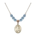 thumbnail image 1 of 18-Inch Hamilton Gold Plated Necklace with 6mm Blue March Birth Month Stone Beads and Saint Elmo Charm, 1 of 1