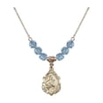 thumbnail image 1 of 18-Inch Hamilton Gold Plated Necklace with 6mm Blue March Birth Month Stone Beads and Saint Gerard Charm, 1 of 1