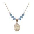 thumbnail image 1 of 18-Inch Hamilton Gold Plated Necklace with 6mm Blue March Birth Month Stone Beads and Saint John Chrysostom Charm, 1 of 1