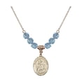 thumbnail image 1 of 18-Inch Hamilton Gold Plated Necklace with 6mm Blue March Birth Month Stone Beads and Saint John the Baptist Charm, 1 of 1