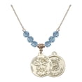 thumbnail image 1 of 18-Inch Hamilton Gold Plated Necklace with 6mm Blue March Birth Month Stone Beads and Saint Michael / Coast Guard Charm, 1 of 1