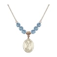 thumbnail image 1 of 18-Inch Hamilton Gold Plated Necklace with 6mm Blue March Birth Month Stone Beads and Saint Rocco Charm, 1 of 1