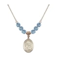 thumbnail image 1 of 18-Inch Hamilton Gold Plated Necklace with 6mm Blue March Birth Month Stone Beads and Saint Sebastian/Basketball Charm, 1 of 1