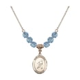 thumbnail image 1 of 18-Inch Hamilton Gold Plated Necklace with 6mm Blue March Birth Month Stone Beads and Saint Sebastian/Soccer Charm, 1 of 1