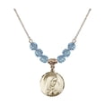 thumbnail image 1 of 18-Inch Hamilton Gold Plated Necklace with 6mm Blue March Birth Month Stone Beads and Sorrowful Mother Charm, 1 of 1