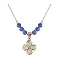 thumbnail image 1 of 18-Inch Hamilton Gold Plated Necklace with 6mm Blue September Birth Month Stone Beads and 4-Way Charm, 1 of 1