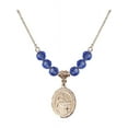 thumbnail image 1 of 18-Inch Hamilton Gold Plated Necklace with 6mm Blue September Birth Month Stone Beads and Blessed Emilee Doultremont Charm, 1 of 1
