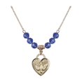 thumbnail image 1 of 18-Inch Hamilton Gold Plated Necklace with 6mm Blue September Birth Month Stone Beads and Confirmation Heart Charm, 1 of 1