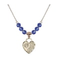 thumbnail image 1 of 18-Inch Hamilton Gold Plated Necklace with 6mm Blue September Birth Month Stone Beads and Footprints Heart Charm, 1 of 1