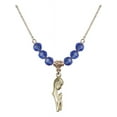 thumbnail image 1 of 18-Inch Hamilton Gold Plated Necklace with 6mm Blue September Birth Month Stone Beads and Madonna Charm, 1 of 1
