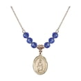 thumbnail image 1 of 18-Inch Hamilton Gold Plated Necklace with 6mm Blue September Birth Month Stone Beads and Our Lady of Victory Charm, 1 of 1