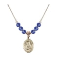 thumbnail image 1 of 18-Inch Hamilton Gold Plated Necklace with 6mm Blue September Birth Month Stone Beads and Saint Frances Cabrini Charm, 1 of 1