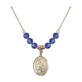 thumbnail image 1 of 18-Inch Hamilton Gold Plated Necklace with 6mm Blue September Birth Month Stone Beads and Saint Gerard Majella Charm, 1 of 1