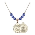 thumbnail image 1 of 18-Inch Hamilton Gold Plated Necklace with 6mm Blue September Birth Month Stone Beads and Saint Michael / Air Force Charm, 1 of 1