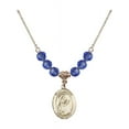 thumbnail image 1 of 18-Inch Hamilton Gold Plated Necklace with 6mm Blue September Birth Month Stone Beads and Saint Monica Charm, 1 of 1