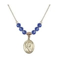 thumbnail image 1 of 18-Inch Hamilton Gold Plated Necklace with 6mm Blue September Birth Month Stone Beads and Saint Philomena Charm, 1 of 1