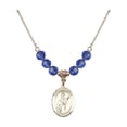 thumbnail image 1 of 18-Inch Hamilton Gold Plated Necklace with 6mm Blue September Birth Month Stone Beads and Saint Sebastian / Rodeo Charm, 1 of 1