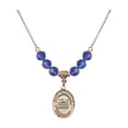 thumbnail image 1 of 18-Inch Hamilton Gold Plated Necklace with 6mm Blue September Birth Month Stone Beads and Saint Sebastian/Swimming Charm, 1 of 1