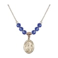 thumbnail image 1 of 18-Inch Hamilton Gold Plated Necklace with 6mm Blue September Birth Month Stone Beads and Saint Thomas More Charm, 1 of 1
