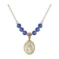 thumbnail image 1 of 18-Inch Hamilton Gold Plated Necklace with 6mm Blue September Birth Month Stone Beads and Saint Wenceslaus Charm, 1 of 1