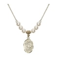 thumbnail image 1 of 18-Inch Hamilton Gold Plated Necklace with 6mm Faux-Pearl Beads and Miraculous Charm, 1 of 1